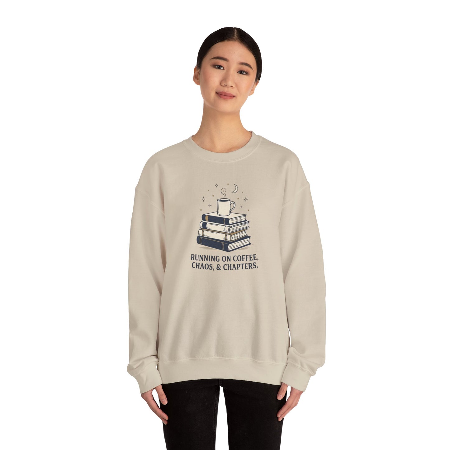 Running on Coffee & Chapters Sweatshirt | summer aesthetic, hand-drawn pastel