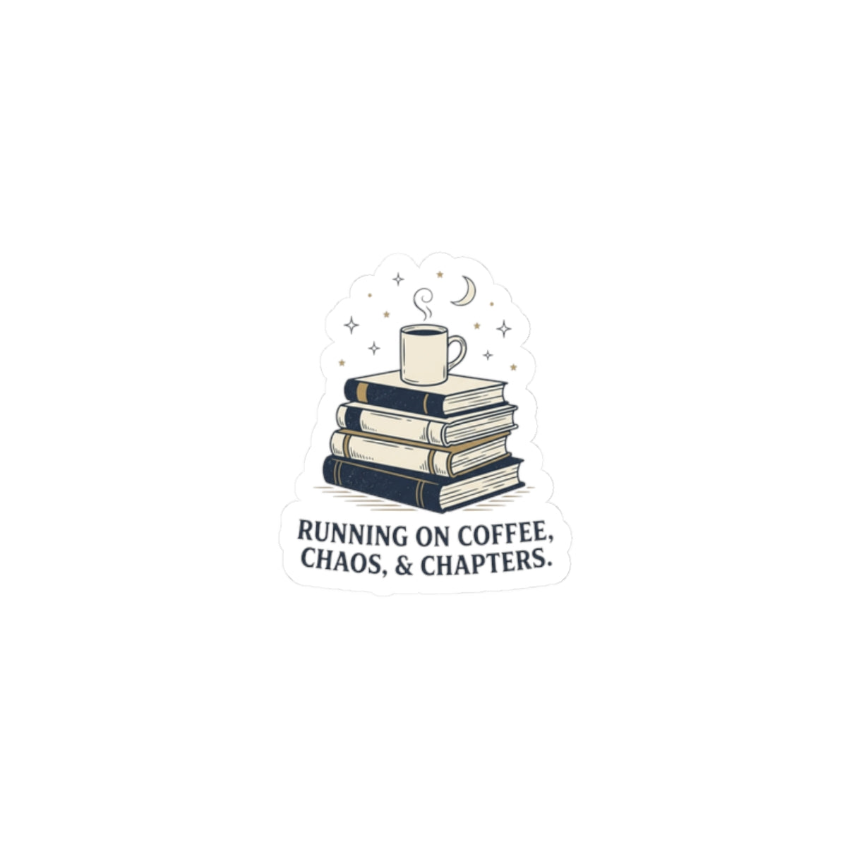 Running on Coffee Chaos & Chapters Sticker | summer aesthetic, hand-drawn pastel