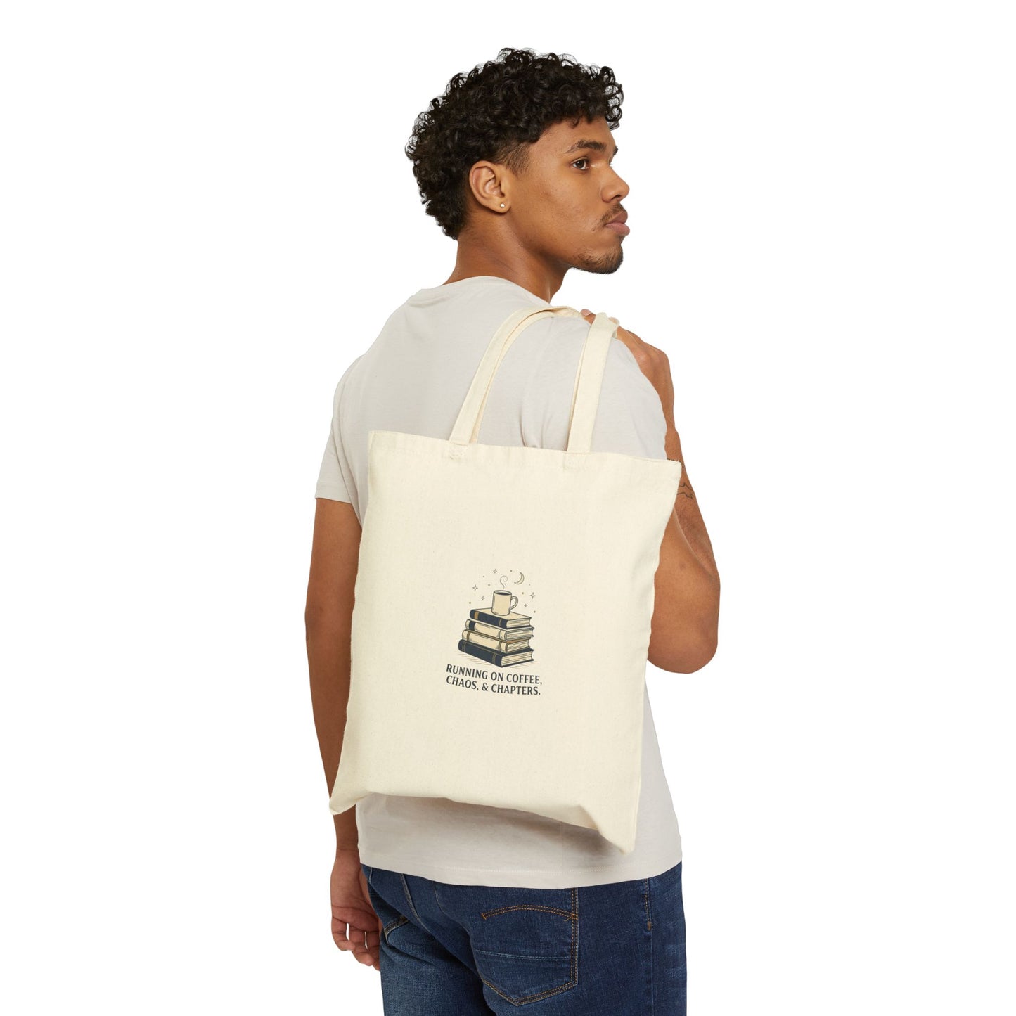 Sunny Stack of Books Tote, summer aesthetic coastal vibes, hand-drawn pastel canvas